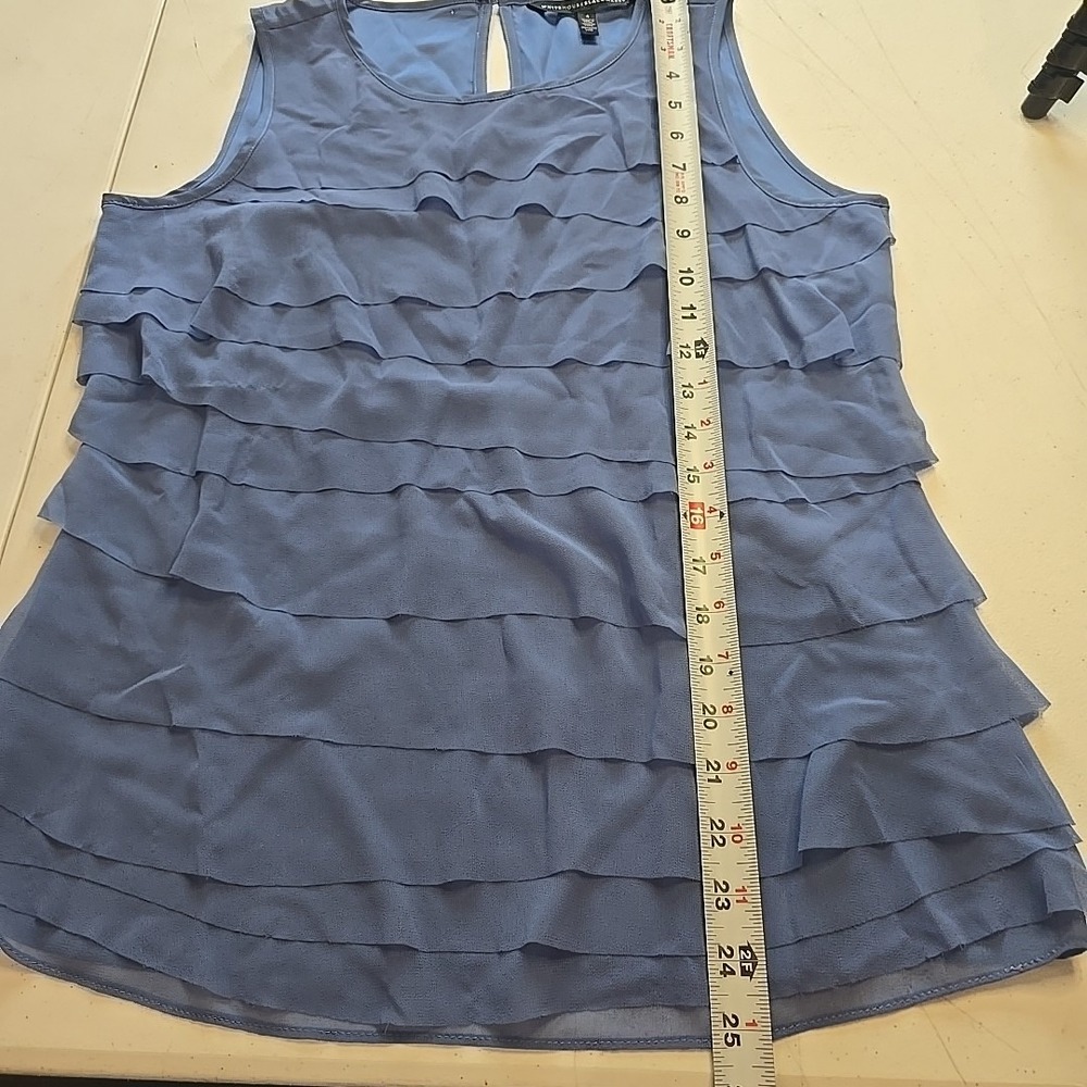 WHITE HOUSE BLACK MARKET Womens Sleeveless Top Size 4 Small Blue Layered Blouse - Picture 5 of 8